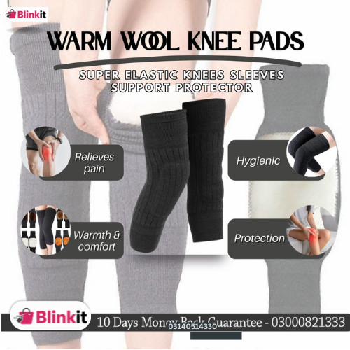 (Imported) 2 Pcs Warm Wool Knee Pads Super Elastic Knees Sleeves Support Protector