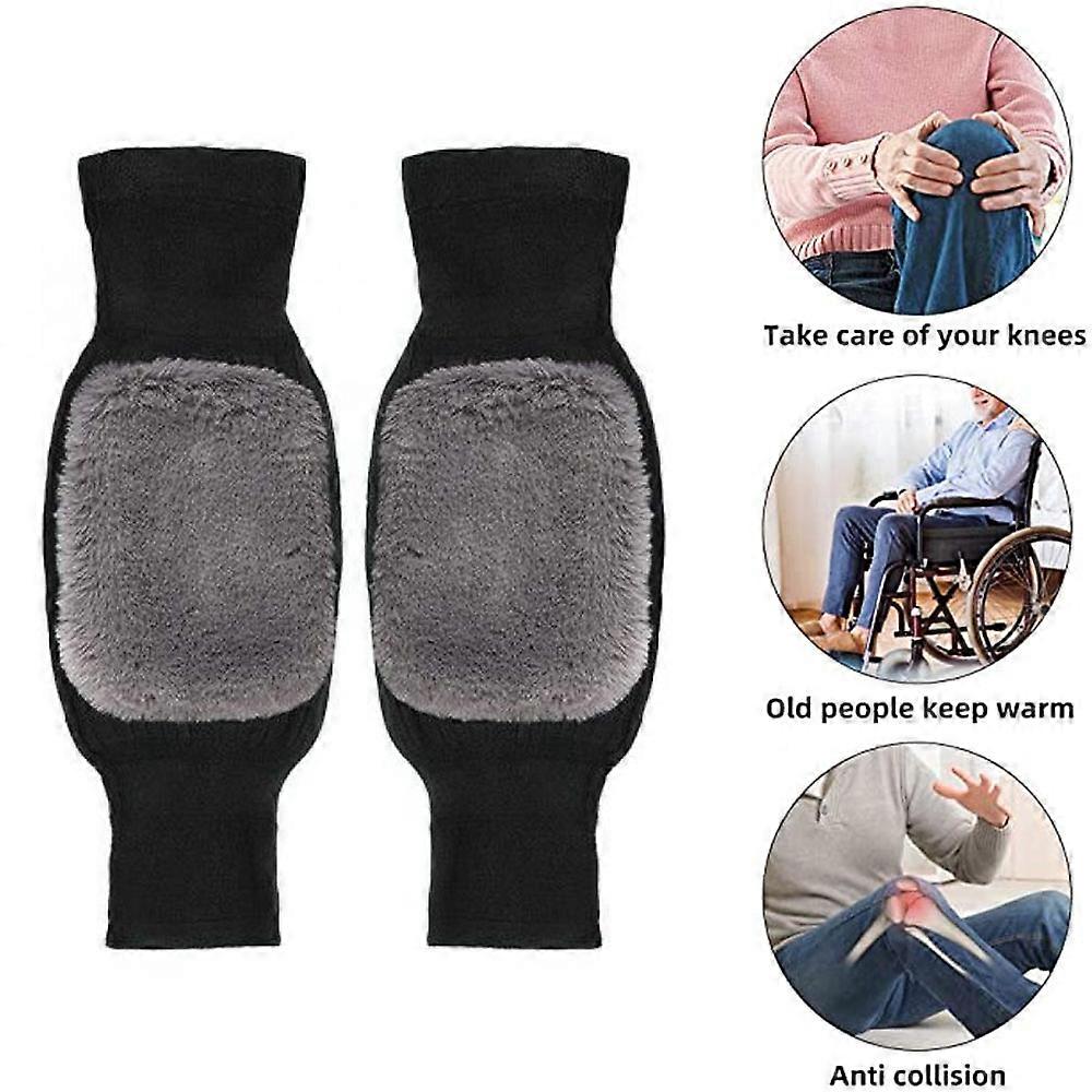 (Imported) 2 Pcs Warm Wool Knee Pads Super Elastic Knees Sleeves Support Protector