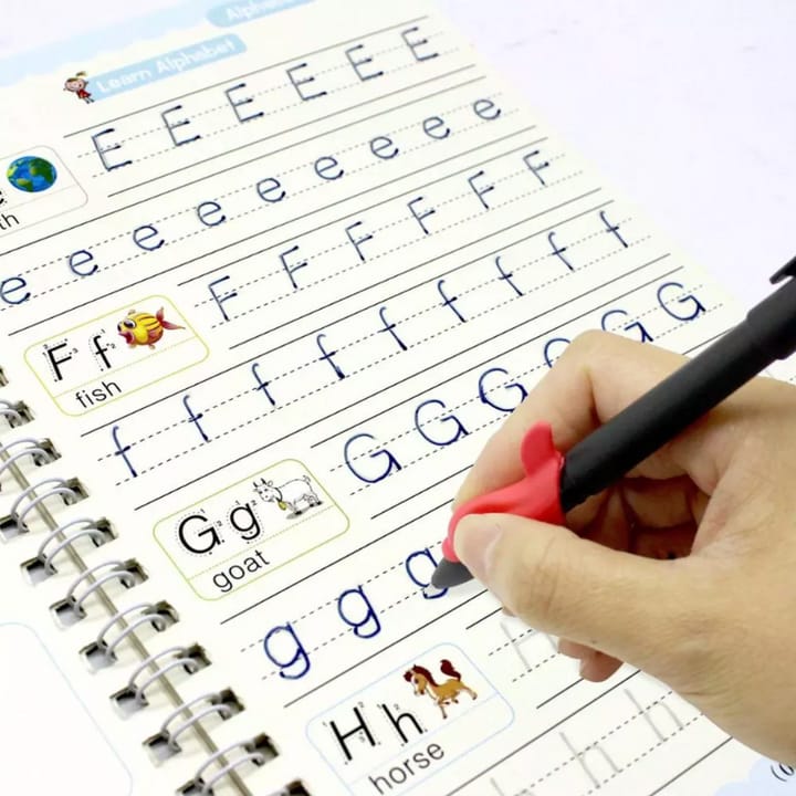 Kids Reusable Practice Book (4 Books + 1 Pen + 1 Grip & 10 Refills