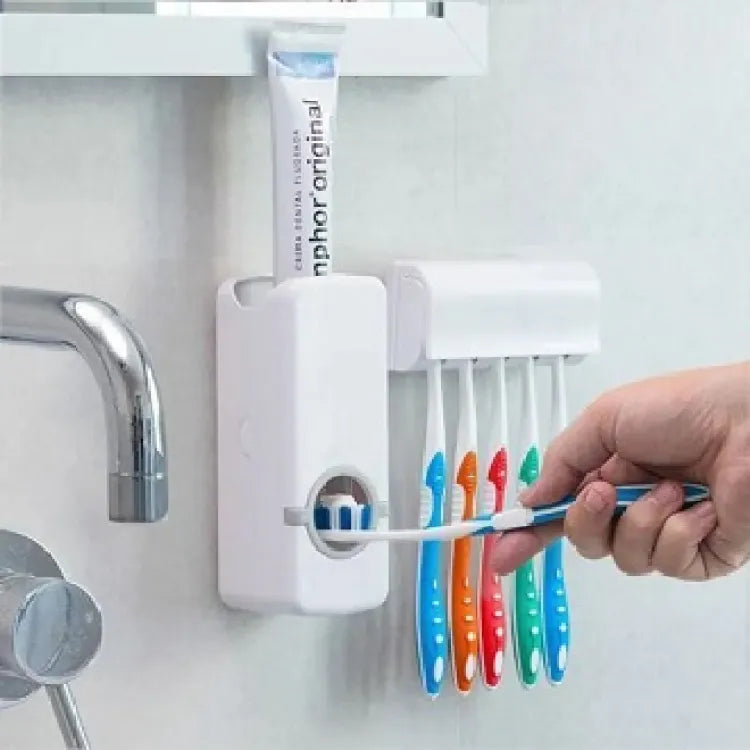 Automatic Tooth Paste Dispenser With 5 Brush Holder Wall Mounted