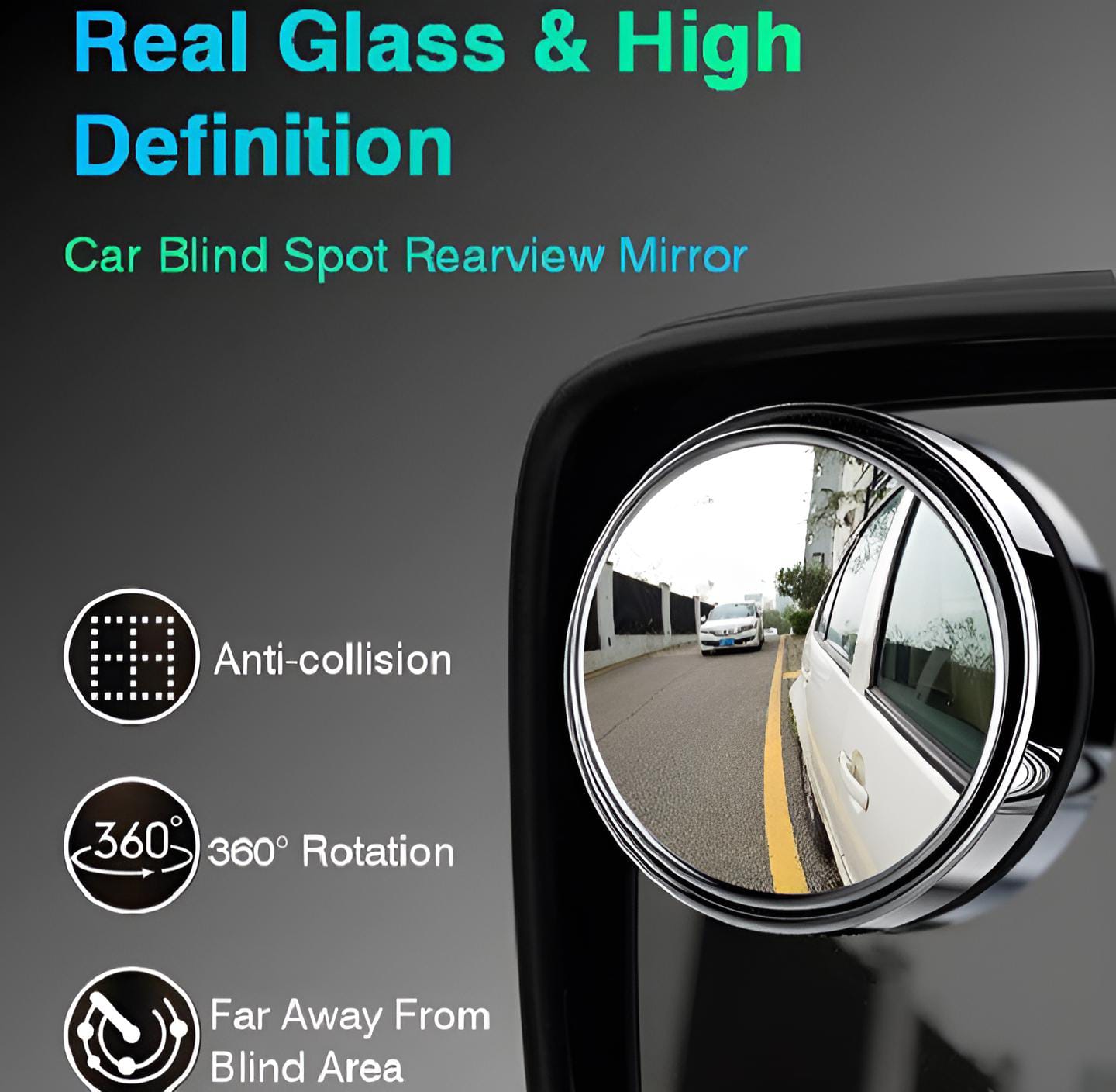 2pcs Round Blind Spot Mirrors – Enhanced Rear And Side View Visibility