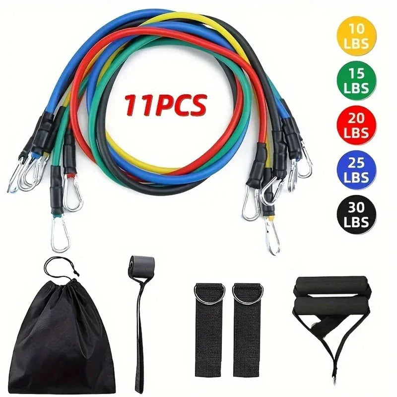 11 Piece Power Resistance Band Set Strength Training