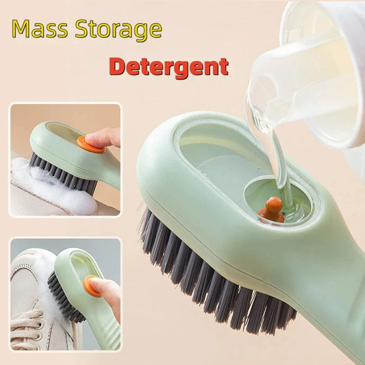 Automatic pressing liquid long handle brush