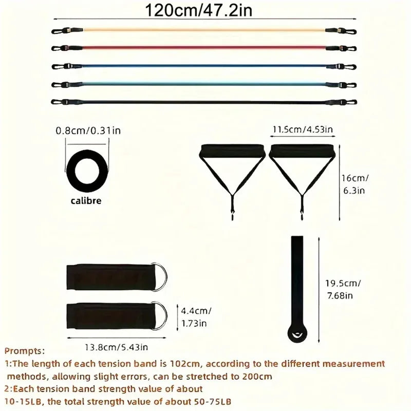 11 Piece Power Resistance Band Set Strength Training